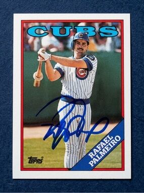 RAFAEL PALMEIRO Signed 1988 Topps Card #186 Chicago Cubs 500 HR 3000 Hit Club